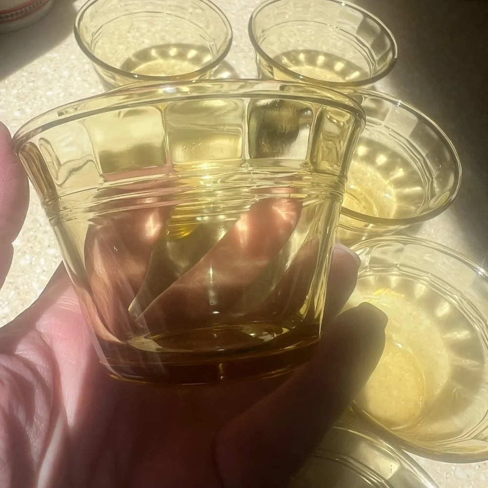 Vintage Amber yellow Pudding Cups marked Mexico